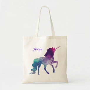 Tote Bag Elégante aquarelle Bleu violet Unicorne moderne