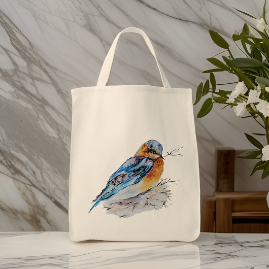 Tote Bag Elégante aquarelle Bluebird Nature