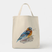 Tote Bag Elégante aquarelle Bluebird Nature (Dos)
