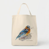 Tote Bag Elégante aquarelle Bluebird Personnaliser (Devant)