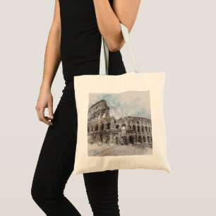 Tote Bag Elégante aquarelle Colisée Rome Italie Fourre-tout