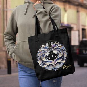 Tote Bag Elégante aquarelle Gemini Zodiac noir