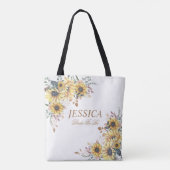 Tote Bag Elégante Aquarelle Jaune Sunflower Sunny (Dos)