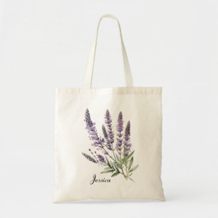 Tote Bag Elégante aquarelle Lavande Fleurs personnalisées