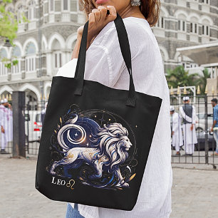 Tote Bag Elégante aquarelle Leo Zodiac noir