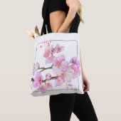 Tote Bag Elégante aquarelle rose fleurs de cerisier (De près)