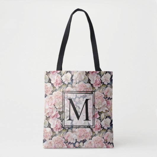 Tote Bag Elégante aquarelle rose hydrangées florales (Devant)