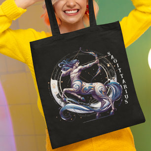 Tote Bag Elégante aquarelle Sagittarius Zodiac Noir