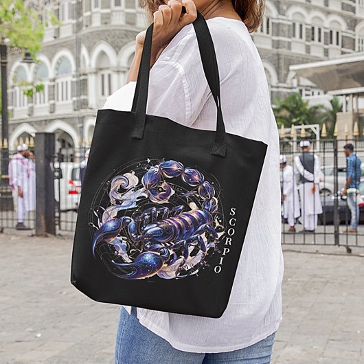 Tote Bag Elégante aquarelle Scorpio Zodiac noir