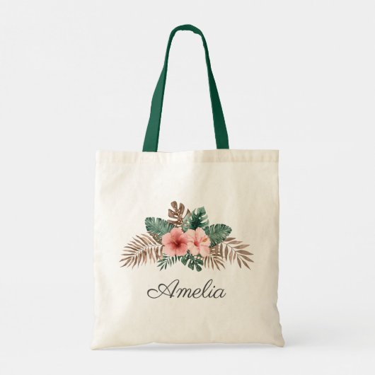 Tote Bag Elégante Aquarelle Tropicale Florale (Dos)