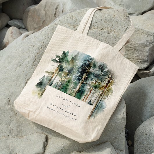 Tote Bag Elégante aquarelle verte Mariage forestier