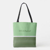 Tote Bag Élégante bande horizontale verte avec nom (Dos)