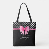 Tote Bag Elégante Bow Noir Et Blanc Rose (Dos)