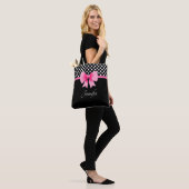 Tote Bag Elégante Bow Noir Et Blanc Rose (Sur le modèle)