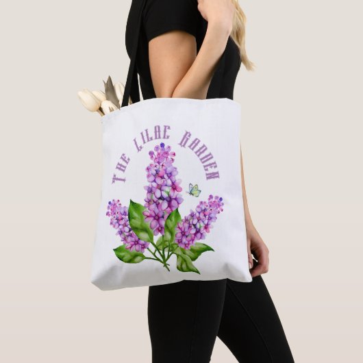 Tote Bag Élégante branche lilas aquarelle (De près)