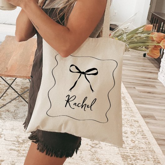 Tote Bag Élégante Bridesmaid Personnalisée Du Ruban De Bow
