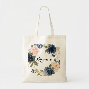 Tote Bag Élégante calligraphie florale hivernale