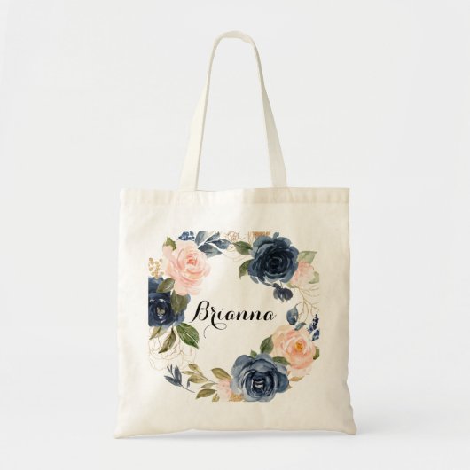 Tote Bag Élégante calligraphie florale hivernale (Devant)