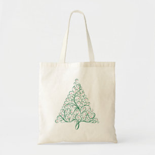 Tote Bag Élégante calligraphie rouge et verte Arbre de Noël