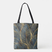 Tote Bag Elégante conception de feuille d'or bleu (Dos)