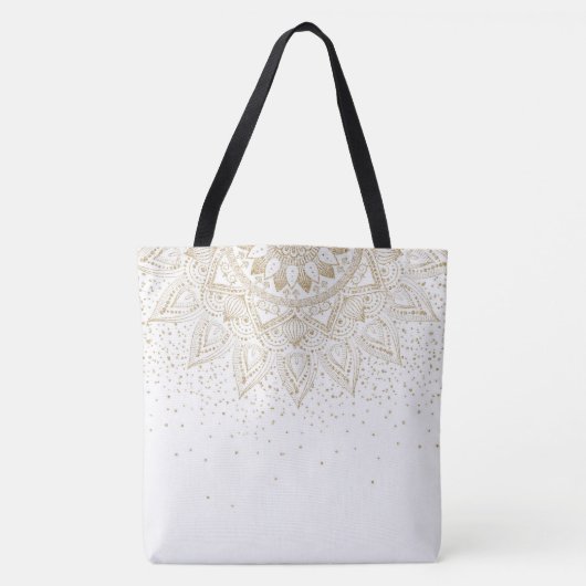 Tote Bag Elégante conception de points Mandala Or (Devant)
