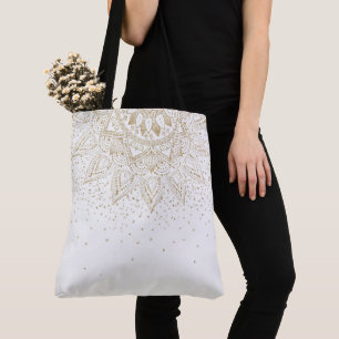 Tote Bag Elégante conception de points Mandala Or