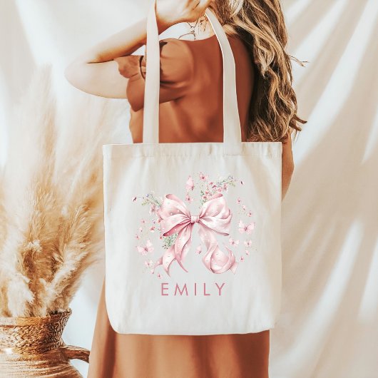 Tote Bag Elégante Coquette Pâtes de cou rose