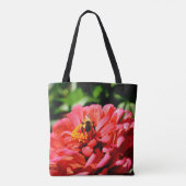 Tote Bag Elégante corail rouge floral mignonne bourdon bee (Dos)
