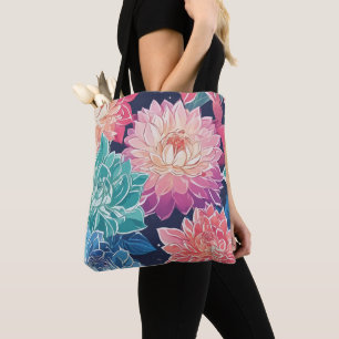 Tote Bag Elégante Dahlia Fleurs colorées sur Arrière - plan