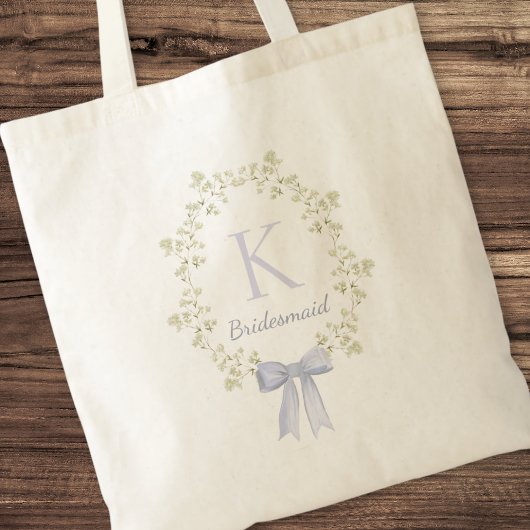 Tote Bag Élégante demoiselle d'honneur florale initiale per