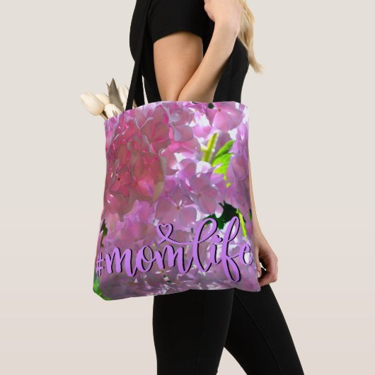Tote Bag Elégante douce rose floral belle hydrangée rose (De près)