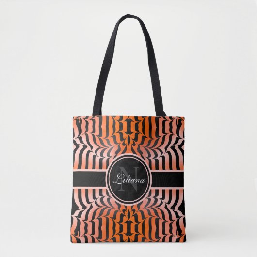 Tote Bag Elégante esthétique Peau de tigre orange et noir (Devant)