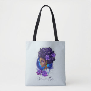 Tote Bag Élégante femme Afro Rose violette