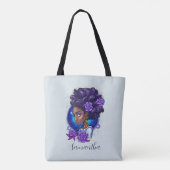 Tote Bag Élégante femme Afro Rose violette (Dos)