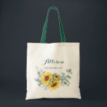 Tote Bag Élégante femme de chambre rustique de Sunflower Eu<br><div class="desc">Elégant Sac fourre-tout de servante rustique de tournesol Eucalyptus. Donnez un sac fourre-tout à votre fête de marée qui les fera se sentir totalement flattés ! Ces totes viennent customiser de dire tout ce que vous voudriez. Pour plus de personnalisation, cliquez sur le lien "customiser plus" et utilisez notre outil...</div>