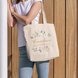 Tote Bag Élégante femme d'honneur Floral Blush Peony Rose G