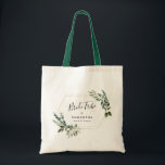 Tote Bag Élégante fête des Feuilles de la verdure géométriq<br><div class="desc">Ce sac fourre-tout présente des feuilles aquarelles peints à la main,  agrémentés d'un cadre géométrique doré et d'une police blanche tourbillonnant,  qui peuvent être personnalisés avec votre texte personnalisé.</div>
