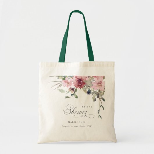 Tote Bag Elégante Fête des mariées florale Rose Dusky (Devant)
