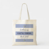 Tote Bag Élégante fille de la côte Bleu doux Blancs (Dos)