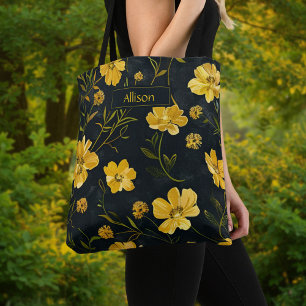 Tote Bag Élégante Fleur Beurre Jaune