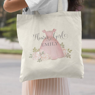Tote Bag Élégante Fleur Fleur Moderne Blush Rose Floral