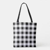 Tote Bag Élégante fleurs de cerisier rose en vichy noir bla (Dos)