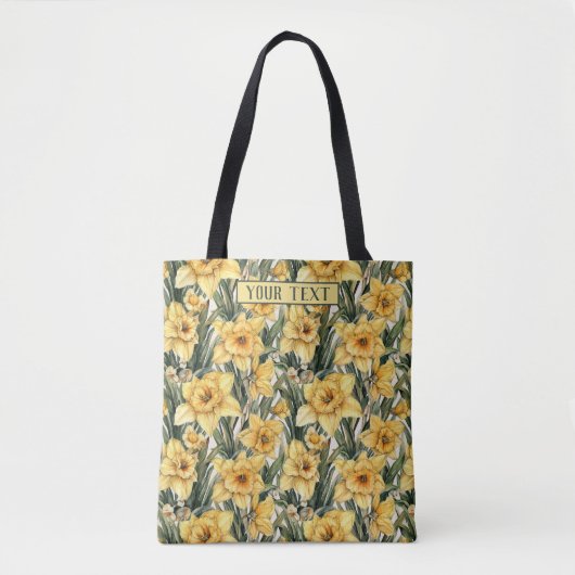 Tote Bag Elégante Fleurs de printemps Jaune Daffodil Aquare (Devant)