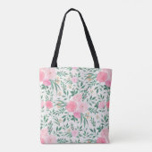 Tote Bag Elégante Fleurs Roses Blanches Aquarelle Florale (Dos)