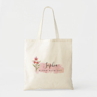 Tote Bag Élégante floraison de joie Boho rose floral