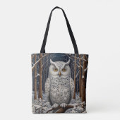 Tote Bag Élégante forêt d'hiver de chouette blanche boho (Dos)