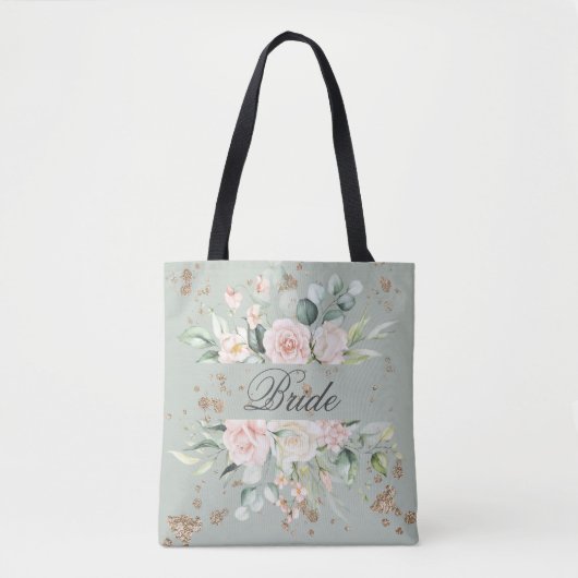 Tote Bag Elégante gamme d'aquarelle Floral Gold Bride (Devant)