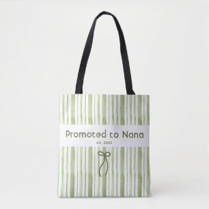 Tote Bag Élégante Grandmillennial Vert Sauge Rayure Rétro