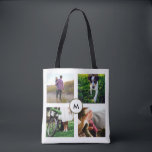 Tote Bag Élégante Grille de quatre photos blanche avec Mono<br><div class="desc">Ce fourre-tout élégant sert aussi de moyen de montrer vos photos préférées ! Il suffit d'utiliser le modèle pour ajouter quatre de vos propres photos et elles apparaîtront dans la grille à l'avant et à l'arrière du sac. Vous pouvez également ajouter votre monogramme au centre.</div>