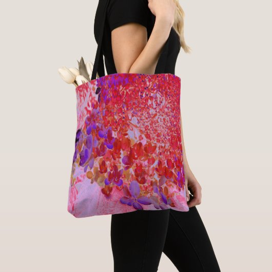 Tote Bag Élégante Hydrangea Limelight Violette et Orange (De près)